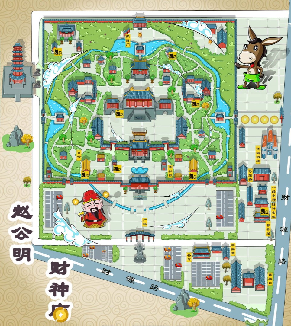 沾化寺庙类手绘地图